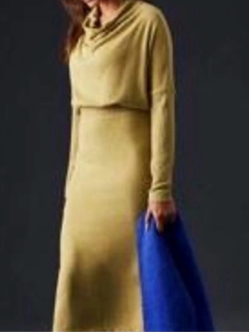 Long Sleeve Olive Knit Maxi Dress - Women's